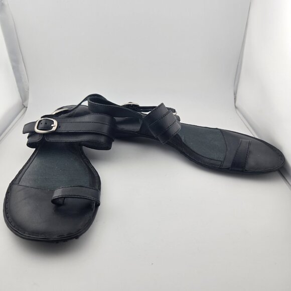 Born Black Leather Toe‑Loop Buckle Strap Sandals | Women’s Size 10 - Picture 10 of 12